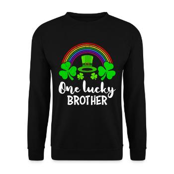 One Lucky Brother St Patrick’s Day - Unisex Pullover - Schwarz - Vorne - Alina (178cm) & Michal (187cm)