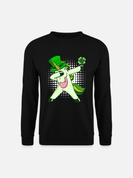 Dabbing Unicorn Clover St. Patrick's Day - Unisex Sweatshirt - black