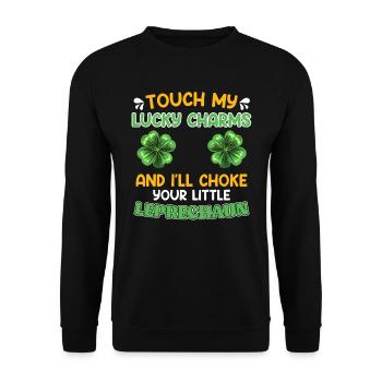 Lustiger St. Patrick’s Day Spruch Lucky Charms - Unisex Pullover - Schwarz - Vorne - Alina (178cm) & Michal (187cm)
