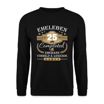 Hochzeitstag Partnerlook - 25 Jahre Eheleben - Unisex Pullover - Schwarz - Vorne - Alina (178cm) & Michal (187cm)