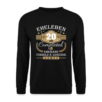 Hochzeitstag Partnerlook - 20 Jahre Eheleben - Unisex Pullover - Schwarz - Vorne - Alina (178cm) & Michal (187cm)