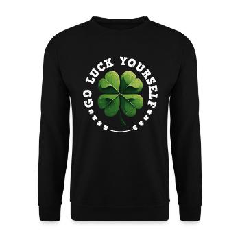 Go luck yourself St Patrick's Day Clover - Unisex Sweatshirt - black - Front - Alina (178cm) & Michal (187cm)