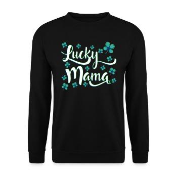 Lucky Mama St. Patrick’s Day - Unisex Pullover - Schwarz - Vorne - Alina (178cm) & Michal (187cm)