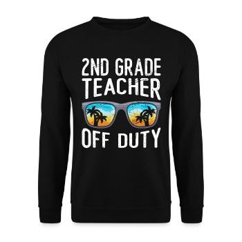 Second Class Class Class Teacher off duty Holiday Teacher - Unisex Sweatshirt - black - Front - Alina (178cm) & Michal (187cm)