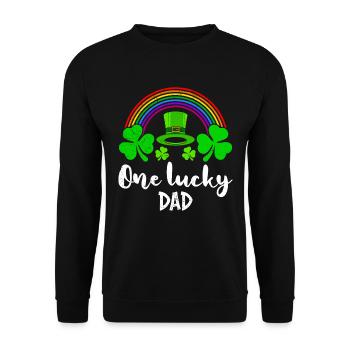 One Lucky Dad St Patrick’s Day Papa - Unisex Pullover - Schwarz - Vorne - Alina (178cm) & Michal (187cm)