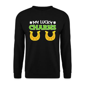 My Lucky Charms Horseshoe St. Patrick's Day - Unisex Sweatshirt - black - Front - Alina (178cm) & Michal (187cm)