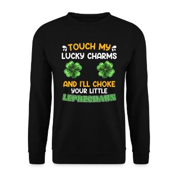 Lustiger St. Patrick’s Day Spruch Lucky Charms - Unisex Pullover - Schwarz - Vorne - Alina (178cm) & Michal (187cm)