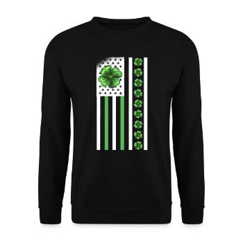 USA St. Patrick's Day Kleeblätter USA Flagge - Unisex Pullover - Schwarz - Vorne - Alina (178cm) & Michal (187cm)