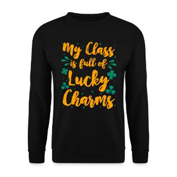 My Class is full of Lucky Charms Class teacher - Unisex Sweatshirt - black - Front - Alina (178cm) & Michal (187cm)