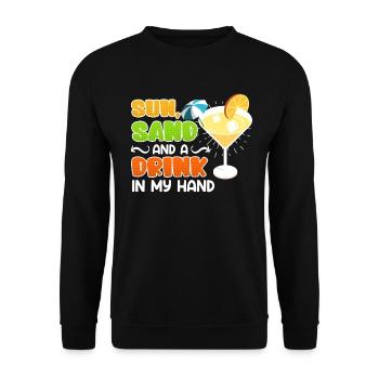 Plage ensoleillée un verre à la main fête de vacances - Sweat-shirt Unisexe - noir - Devant - Alina (178cm) & Michal (187cm)