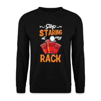 Arrête de regarder mon rack Beer Pong Party Bier Pong - Sweat-shirt Unisexe - noir - Devant - Alina (178cm) & Michal (187cm)