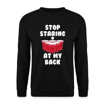 Beer Pong arrête de regarder mon rack Bier Pong - Sweat-shirt Unisexe - noir - Devant - Alina (178cm) & Michal (187cm)