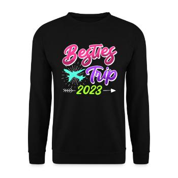 Besties Trip 2023 Urlaub mit Freunden Spring Break - Unisex Pullover - Schwarz - Vorne - Alina (178cm) & Michal (187cm)