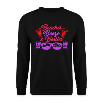Beache Booze and Besties Sommerurlaub Spring Break - Unisex Pullover - Schwarz - Vorne - Alina (178cm) & Michal (187cm)