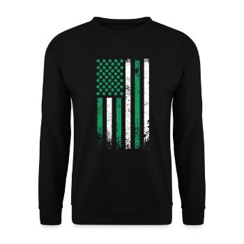 USA St. Patrick's Day Kleeblätter USA Flagge - Unisex Pullover - Schwarz - Vorne - Alina (178cm) & Michal (187cm)