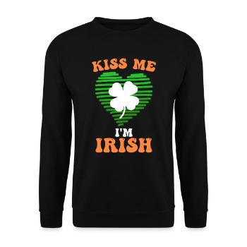 Embrasse-moi, Je suis Irlandais, Irlandais, Saint-Patrick - Sweat-shirt Unisexe - noir - Devant - Alina (178cm) & Michal (187cm)