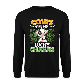 Cows are my lucky charms Farmer Cattle breeders - Unisex Sweatshirt - black - Front - Alina (178cm) & Michal (187cm)