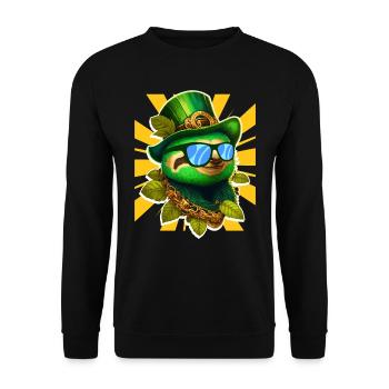 St. Patrick’s Day Faultier Leprechaun - Unisex Pullover - Schwarz - Vorne - Alina (178cm) & Michal (187cm)
