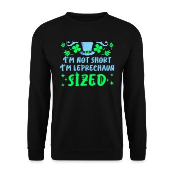Pas petit, juste un lutin Taille Saint-Patrick - Sweat-shirt Unisexe - noir - Devant - Alina (178cm) & Michal (187cm)