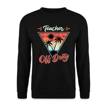 Teacher off duty Lehrerin außer Dienst Lehrer - Unisex Pullover - Schwarz - Vorne - Alina (178cm) & Michal (187cm)