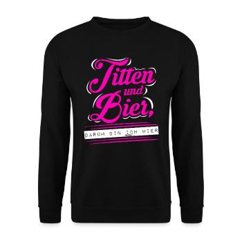 Feiern Saufen Titten und Bier Urlaub Party - Unisex Pullover - Schwarz - Vorne - Alina (178cm) & Michal (187cm)