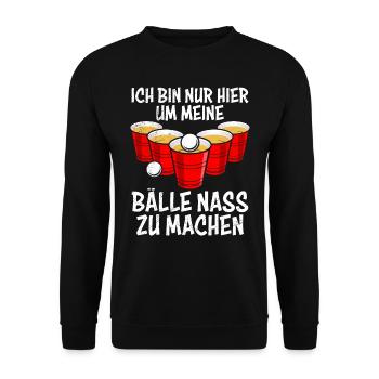 Beer Pong Bälle nass machen Bierpong Bier Pong - Unisex Pullover - Schwarz - Vorne - Alina (178cm) & Michal (187cm)