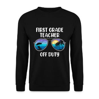 First Class Class Class Teacher off duty Holiday Teacher - Unisex Sweatshirt - black - Front - Alina (178cm) & Michal (187cm)