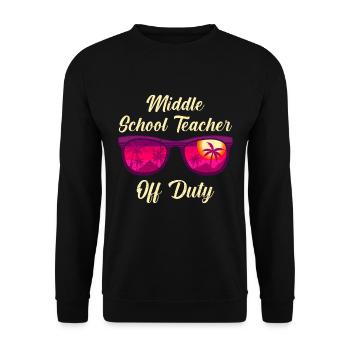 Mittelstufe Klassenlehrer off duty Ferien Lehrer - Unisex Pullover - Schwarz - Vorne - Alina (178cm) & Michal (187cm)