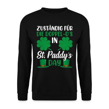 Zuständig für Doppel D's St. Paddys Day - Unisex Pullover - Schwarz - Vorne - Alina (178cm) & Michal (187cm)