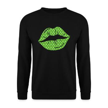 Kussmund Lippen Grün Irland St. Patrick’s Day - Unisex Pullover - Schwarz - Vorne - Alina (178cm) & Michal (187cm)