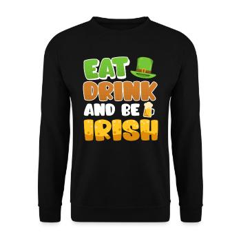 Eat Drink and be Irish St. Patrick’s Day - Unisex Pullover - Schwarz - Vorne - Alina (178cm) & Michal (187cm)