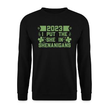 J’ai mis le She in Shenanigans St Patrick’s Day - Sweat-shirt Unisexe - noir - Devant - Alina (178cm) & Michal (187cm)