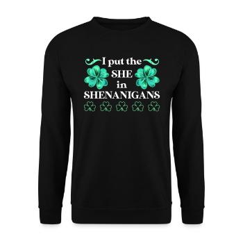 J’ai mis le She in Shenanigans St Patrick’s Day - Sweat-shirt Unisexe - noir - Devant - Alina (178cm) & Michal (187cm)
