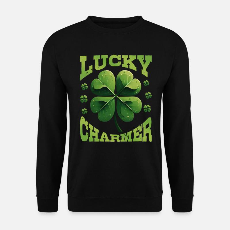 Lucky Charmer Kleeblatt Glücksbringer - Unisex Pullover - Schwarz