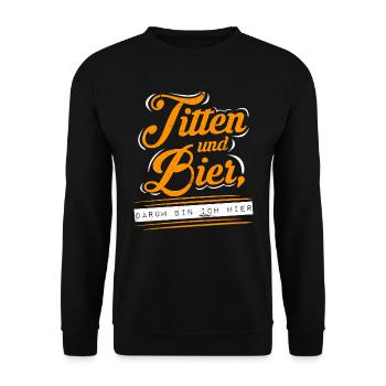Feiern Saufen Titten und Bier Urlaub Party - Unisex Pullover - Schwarz - Vorne - Alina (178cm) & Michal (187cm)