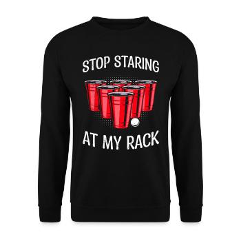Beer Pong arrête de regarder mon rack Bier Pong - Sweat-shirt Unisexe - noir - Devant - Alina (178cm) & Michal (187cm)