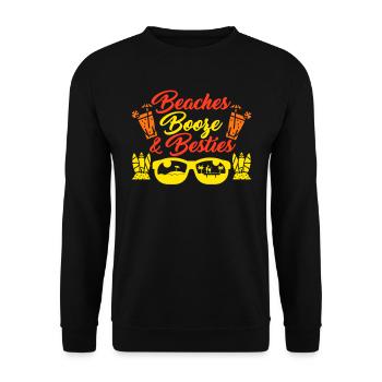 Beache Booze and Besties Sommerurlaub Spring Break - Unisex Pullover - Schwarz - Vorne - Alina (178cm) & Michal (187cm)
