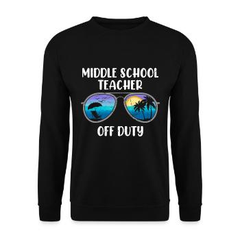 Mittelstufe Klassenlehrer off duty Ferien Lehrer - Unisex Pullover - Schwarz - Vorne - Alina (178cm) & Michal (187cm)