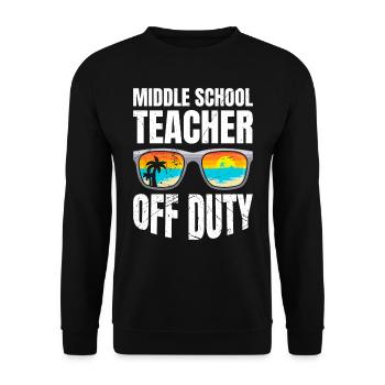 Mittelstufe Klassenlehrer off duty Ferien Lehrer - Unisex Pullover - Schwarz - Vorne - Alina (178cm) & Michal (187cm)