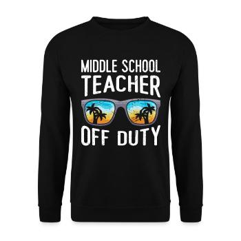Mittelstufe Klassenlehrer off duty Ferien Lehrer - Unisex Pullover - Schwarz - Vorne - Alina (178cm) & Michal (187cm)