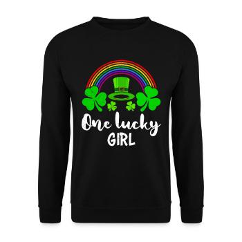 One Lucky Girl St Patrick’s Day Damen - Unisex Pullover - Schwarz - Vorne - Alina (178cm) & Michal (187cm)