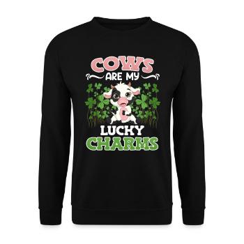 Cows are my lucky charms Farmer Cattle breeders - Unisex Sweatshirt - black - Front - Alina (178cm) & Michal (187cm)