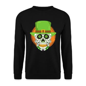 Fête de la Saint-Patrick Squelette irlandais leprechaun - Sweat-shirt Unisexe - noir - Devant - Alina (178cm) & Michal (187cm)