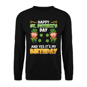 Anniversaire le jour de la Saint-Patrick Anniversaire - Sweat-shirt Unisexe - noir - Devant - Alina (178cm) & Michal (187cm)