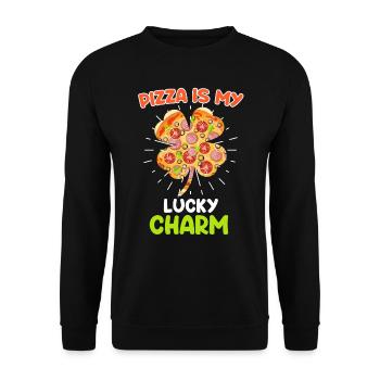 Pizza ist mein Glück Bringer Pizza Fan - Unisex Pullover - Schwarz - Vorne - Alina (178cm) & Michal (187cm)