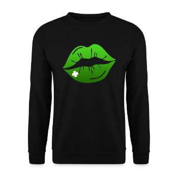 Kussmund Lippen Grün Irland St. Patrick’s Day - Unisex Pullover - Schwarz - Vorne - Alina (178cm) & Michal (187cm)