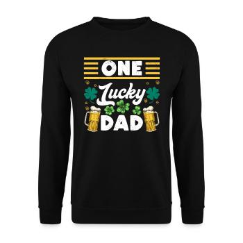 One Lucky Dad Beer St Patrick’s Day Papa - Unisex Pullover - Schwarz - Vorne - Alina (178cm) & Michal (187cm)