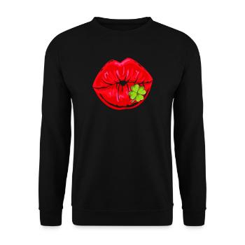 Irlandais Kissing Mouth Clover Saint-Patrick - Sweat-shirt Unisexe - noir - Devant - Alina (178cm) & Michal (187cm)