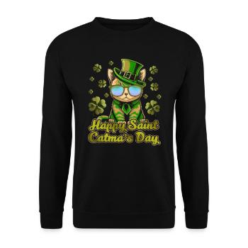 Bonne Saint-Catmas Chats Saint-Patrick - Sweat-shirt Unisexe - noir - Devant - Alina (178cm) & Michal (187cm)