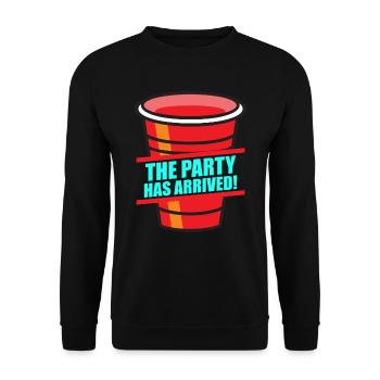Beer Pong Die Party kann starten Saufen Bier Pong - Unisex Pullover - Schwarz - Vorne - Alina (178cm) & Michal (187cm)